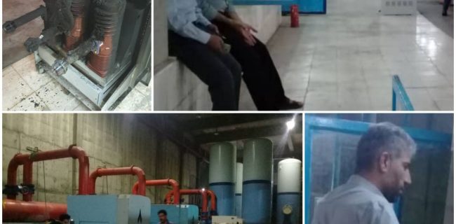 سوختگی تابلوی راه انداز الکتروموتورهای فاز ۲ تصفیه خانه آب شهید نظری کرمانشاه به علت گرمای زیاد